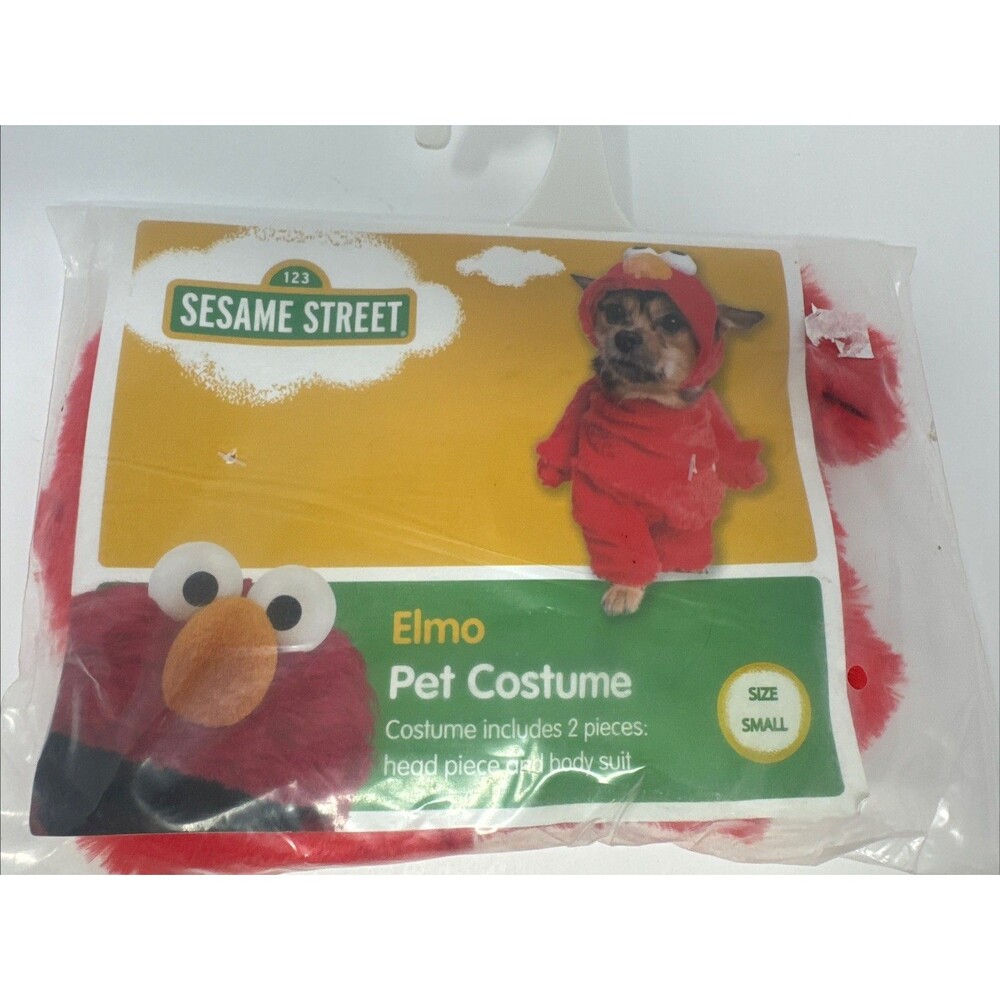 Pet Krewe Sesame Street Elmo Pet Dog Costume SMALL NEW cat BodySuit hat 2 piece